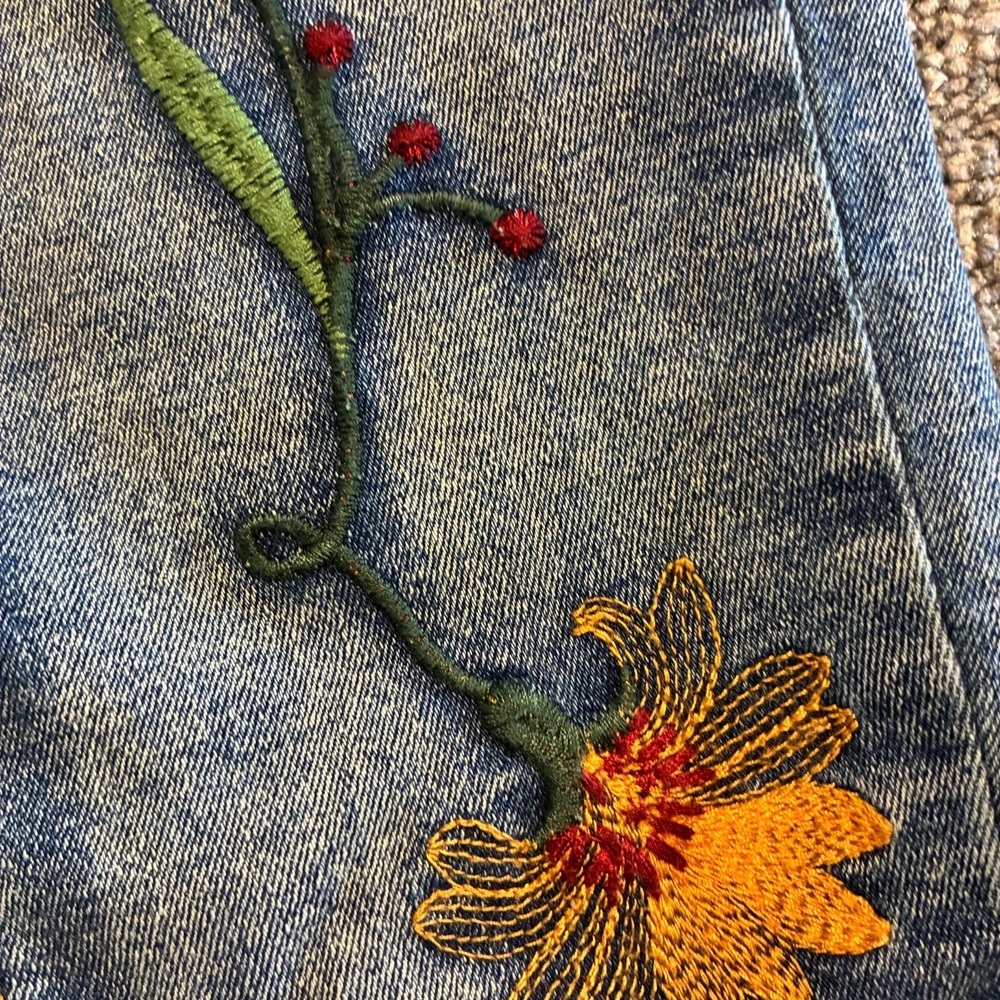 Venus Embroidered Floral Skinny Jeans Womens Size 8 Cottagecore Light Wash Ankle - Picture 4 of 12